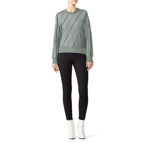 Rent the runway sz 10 cedric charlier black stripe print lurex shimmer sweater - Picture 1 of 1